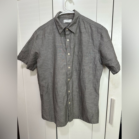 Uniqlo Men’s Gray Button Down Shirt Size L - Picture 1 of 7